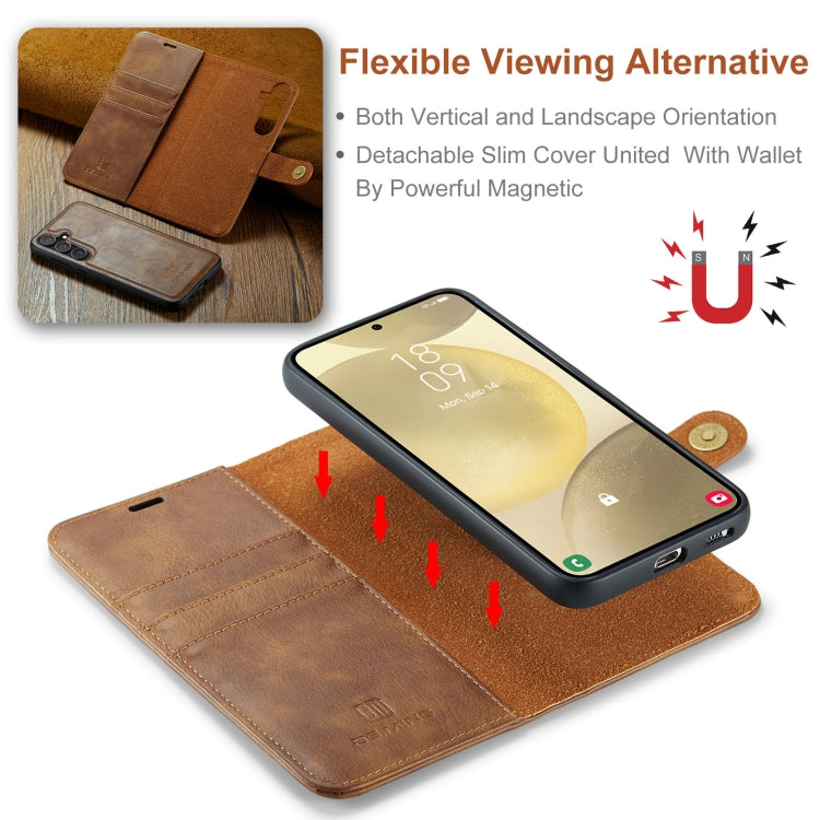 For Samsung Galaxy S24 5G DG.MING Crazy Horse Texture Detachable Magnetic Leather Case(Brown)
