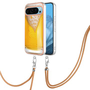 For Google Pixel 9 / 9 Pro Electroplating Dual-side IMD Phone Case with Lanyard(Draft Beer)