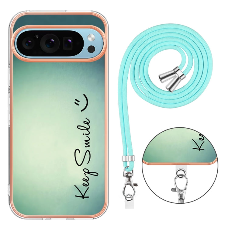 For Google Pixel 9 Pro XL Electroplating Dual-side IMD Phone Case with Lanyard(Smile)