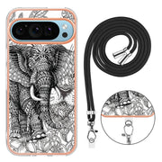 For Google Pixel 9 Pro XL Electroplating Dual-side IMD Phone Case with Lanyard(Totem Elephant)