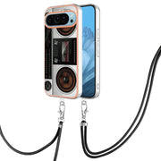 For Google Pixel 9 Pro XL Electroplating Dual-side IMD Phone Case with Lanyard(Retro Radio)