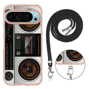 For Google Pixel 9 Pro XL Electroplating Dual-side IMD Phone Case with Lanyard(Retro Radio)