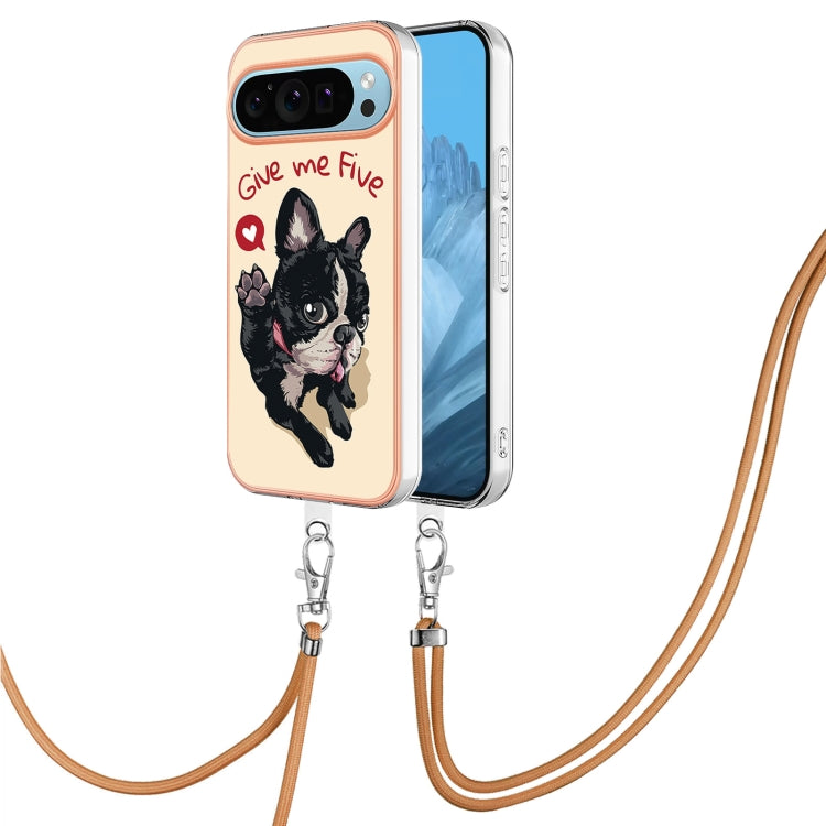 For Google Pixel 9 Pro XL Electroplating Dual-side IMD Phone Case with Lanyard(Lucky Dog)