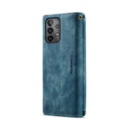 For Samsung Galaxy A23 CaseMe C30 Card Slots Zipper Wallet Leather Phone Case(Blue)