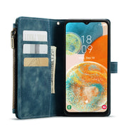 For Samsung Galaxy A23 CaseMe C30 Card Slots Zipper Wallet Leather Phone Case(Blue)