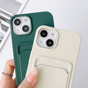 For iPhone 15 Crossbody Lanyard Elastic Silicone Card Holder Phone Case(Black)