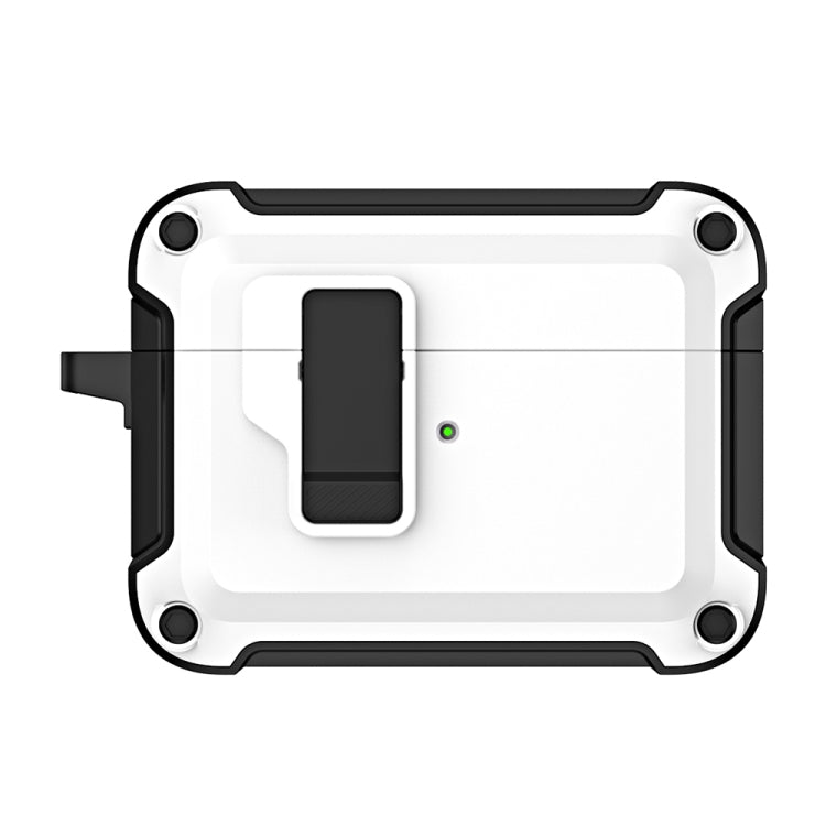 For AirPods Pro 2 TPU + PC Wireless Bluetooth Earphone Protective Case with Switch Lock & Hook(White)