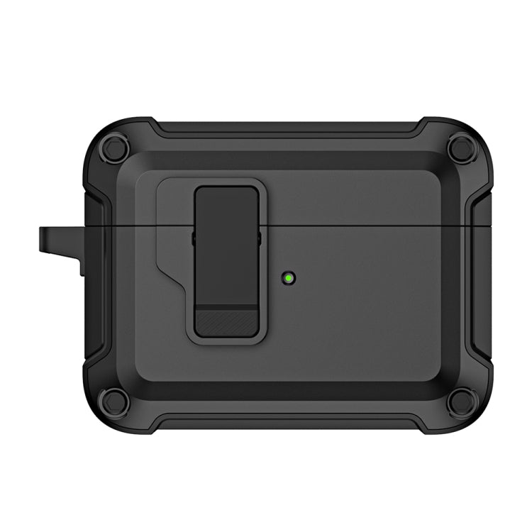 For AirPods Pro 2 TPU + PC Wireless Bluetooth Earphone Protective Case with Switch Lock & Hook(Black)