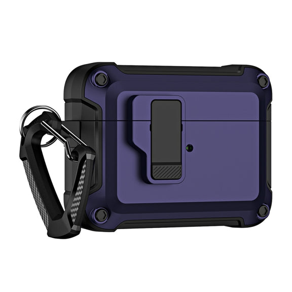 For AirPods Pro 2 TPU + PC Wireless Bluetooth Earphone Protective Case with Switch Lock & Hook(Blue)