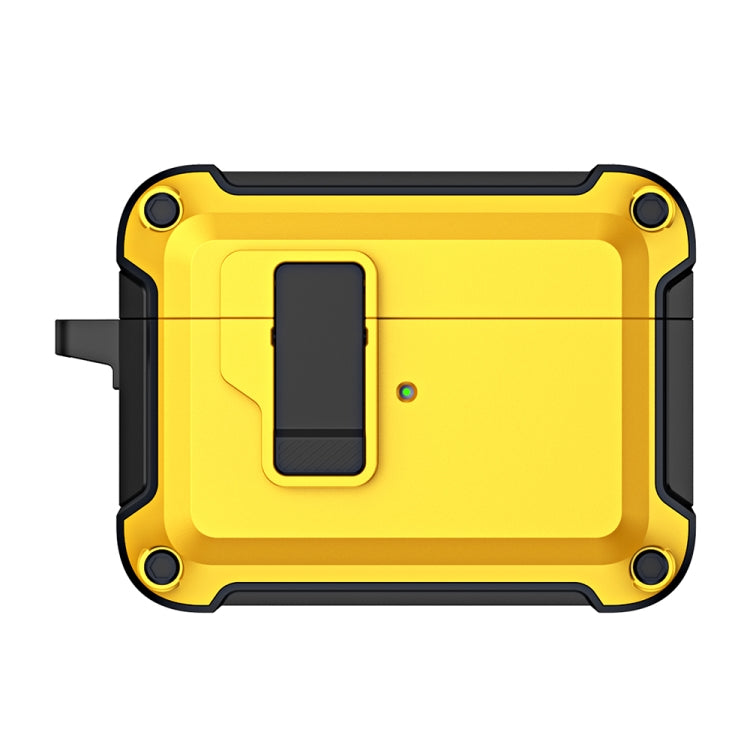 For AirPods Pro 2 TPU + PC Wireless Bluetooth Earphone Protective Case with Switch Lock & Hook(Yellow)