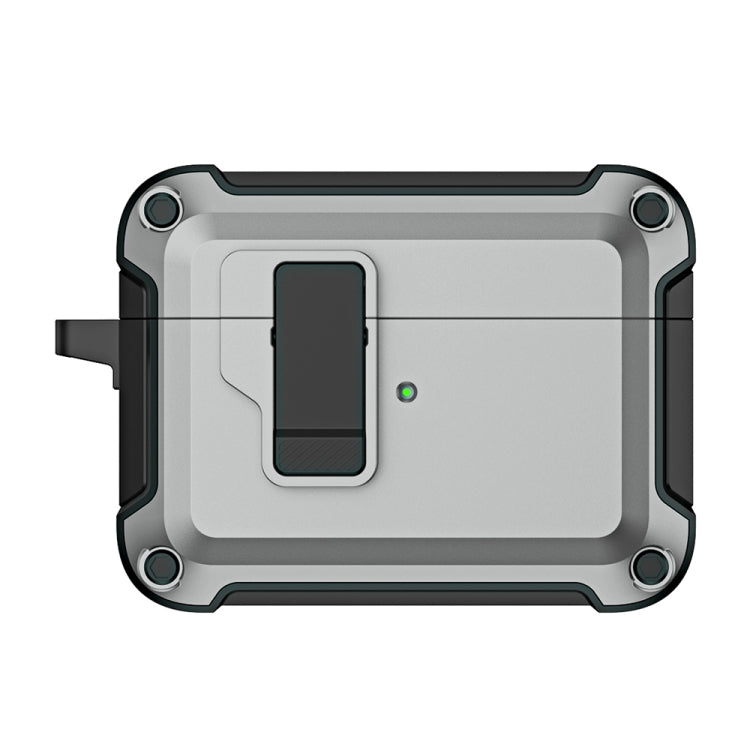 For AirPods Pro 2 TPU + PC Wireless Bluetooth Earphone Protective Case with Switch Lock & Hook(Grey)