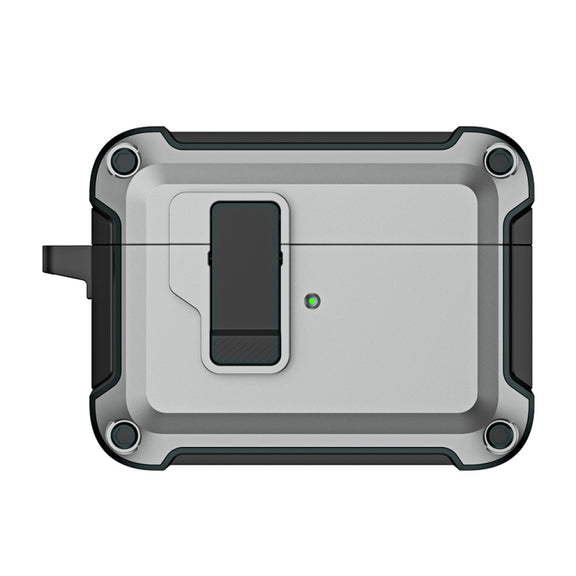 For AirPods Pro 2 TPU + PC Wireless Bluetooth Earphone Protective Case with Switch Lock & Hook(Grey)