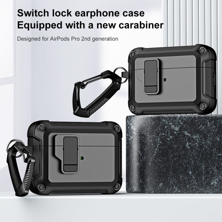 For AirPods Pro 2 TPU + PC Wireless Bluetooth Earphone Protective Case with Switch Lock & Hook(White)