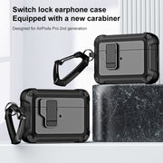 For AirPods Pro 2 TPU + PC Wireless Bluetooth Earphone Protective Case with Switch Lock & Hook(Yellow)