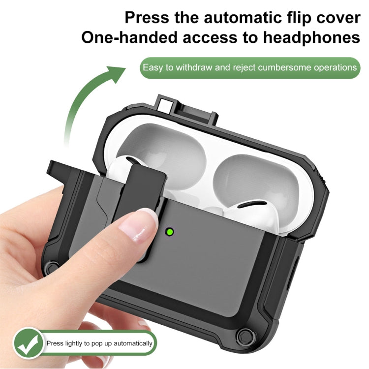 For AirPods Pro 2 TPU + PC Wireless Bluetooth Earphone Protective Case with Switch Lock & Hook(Blue)