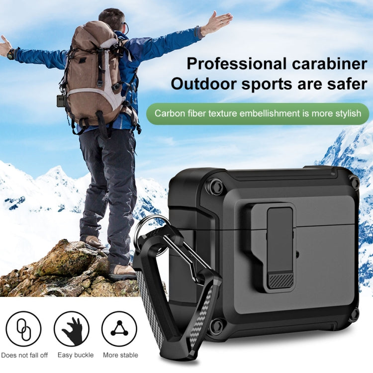 For AirPods Pro 2 TPU + PC Wireless Bluetooth Earphone Protective Case with Switch Lock & Hook(Grey)