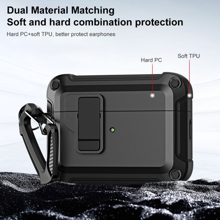 For AirPods Pro 2 TPU + PC Wireless Bluetooth Earphone Protective Case with Switch Lock & Hook(Blue)