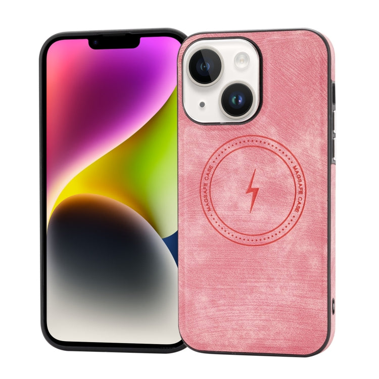 For iPhone 14 Side PU Hybrid TPU Magsafe Phone Case(Pink)