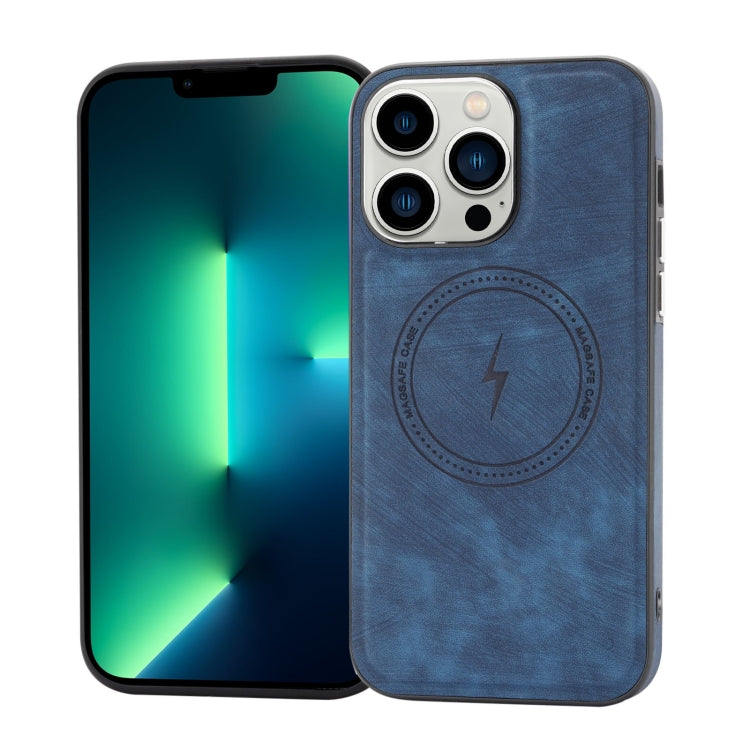 For iPhone 13 Pro Side PU Hybrid TPU Magsafe Phone Case(Blue)