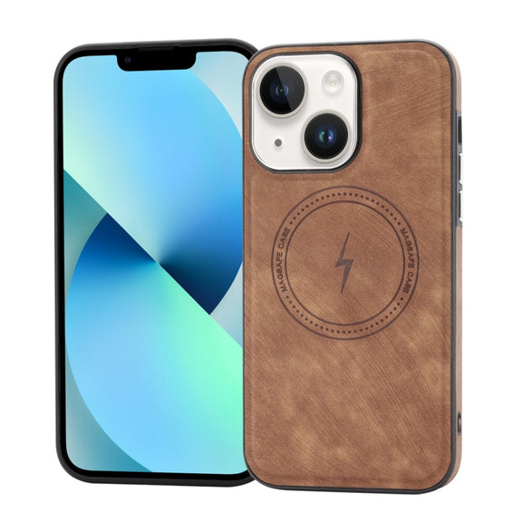 For iPhone 13 Side PU Hybrid TPU Magsafe Phone Case(Brown)