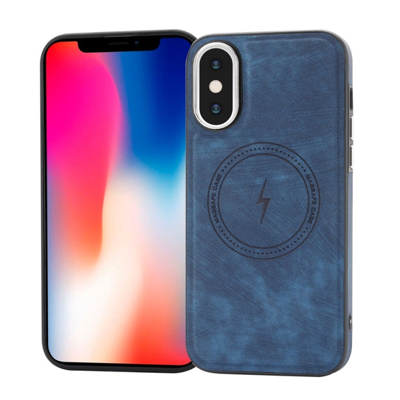 For iPhone XS /X Side PU Hybrid TPU Magsafe Phone Case(Blue)