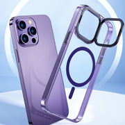 For iPhone 14 MagSafe Magnetic Invisible Holder Transparent Phone Case(Silver)