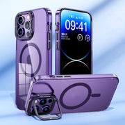 For iPhone 13 Pro Max MagSafe Magnetic Invisible Holder Transparent Phone Case(Silver)