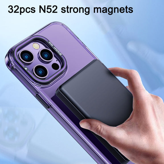 For iPhone 15 Pro Max MagSafe Magnetic Invisible Holder Transparent Phone Case(Orange)