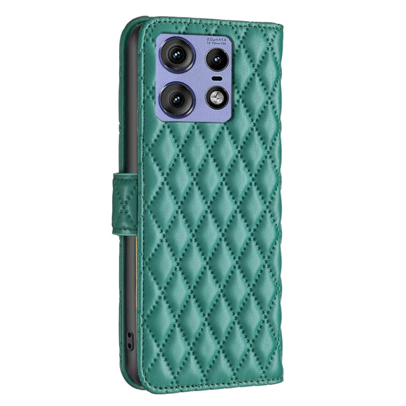 For Motorola Edge 50 Pro 5G Diamond Lattice Wallet Flip Leather Phone Case(Green)
