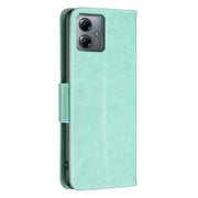 For Motorola Moto G14 4G Embossing Two Butterflies Pattern Leather Phone Case(Green)