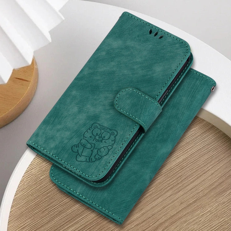 For Google Pixel 9 Pro Little Tiger Embossed Leather Phone Case(Green)