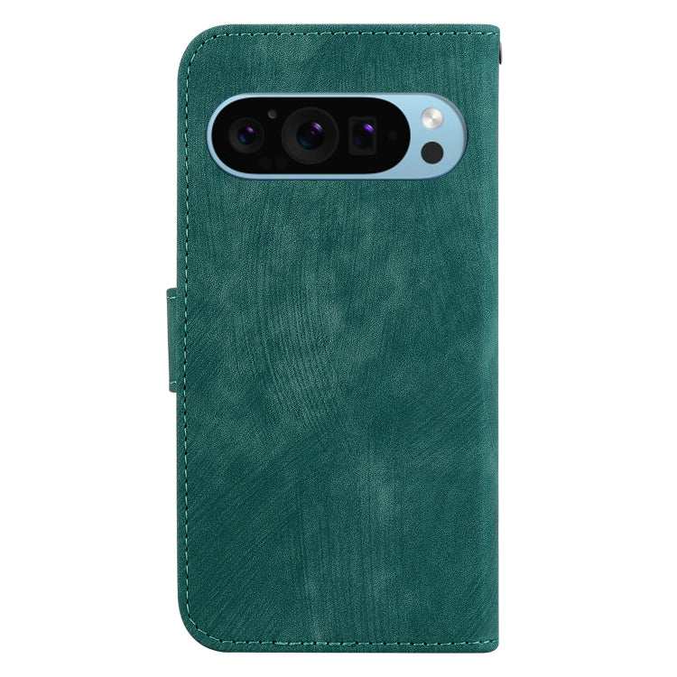 For Google Pixel 9 Pro Little Tiger Embossed Leather Phone Case(Green)