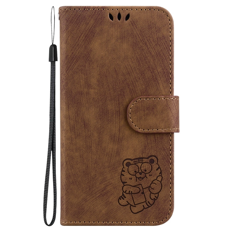 For Google Pixel 9 Pro Little Tiger Embossed Leather Phone Case(Brown)