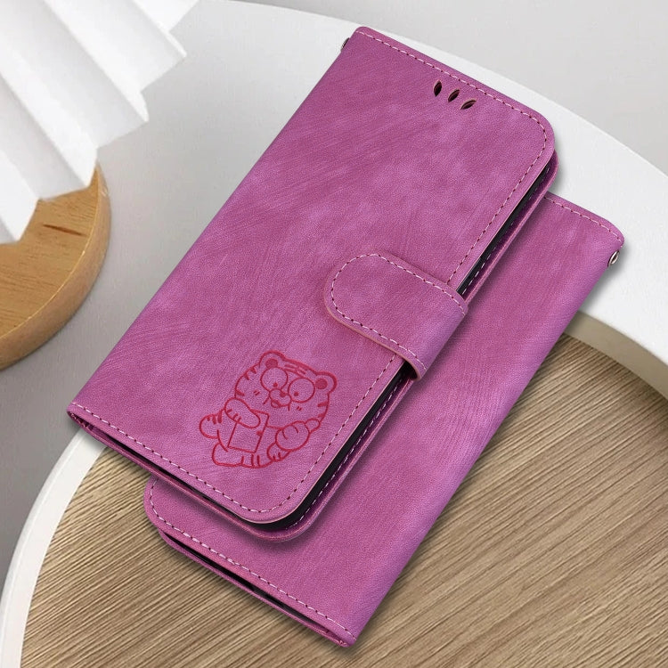 For Google Pixel 9 Pro Little Tiger Embossed Leather Phone Case(Rose Red)