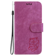 For Google Pixel 9 Pro Little Tiger Embossed Leather Phone Case(Rose Red)