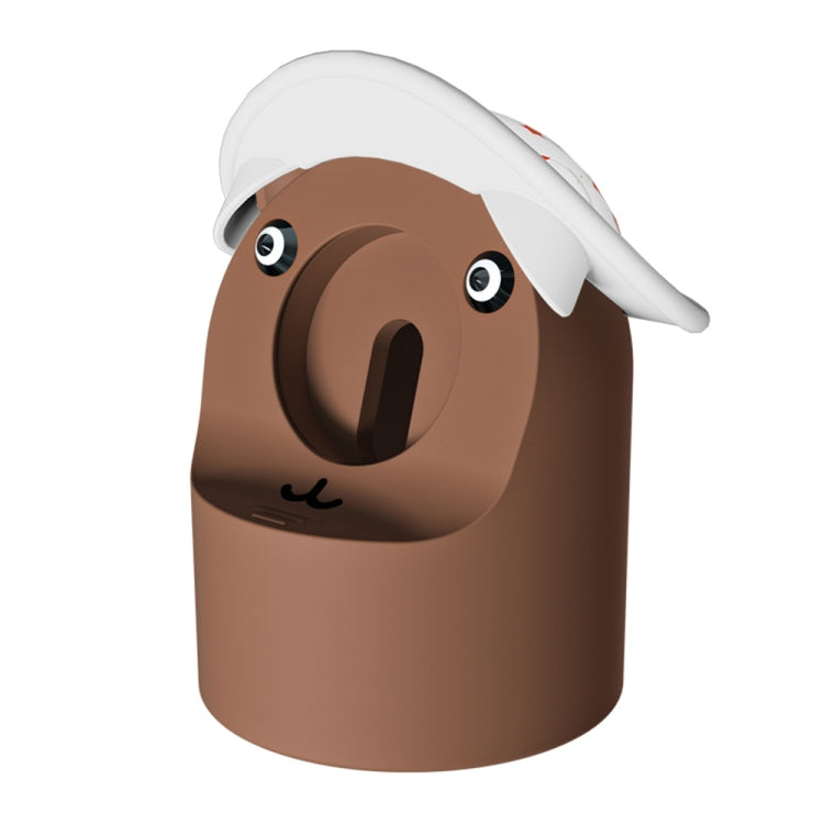 For Apple Watch Series Hat Bear Shaped Silicone Charging Base(Brown)