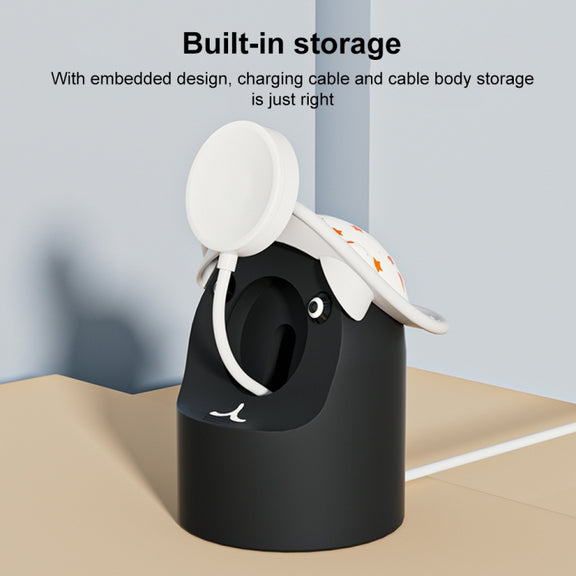 For Apple Watch Series Hat Bear Shaped Silicone Charging Base(Brown)