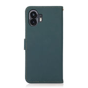 For Nothing Phone 2 KHAZNEH Custer Genuine Leather RFID Phone Case(Green)