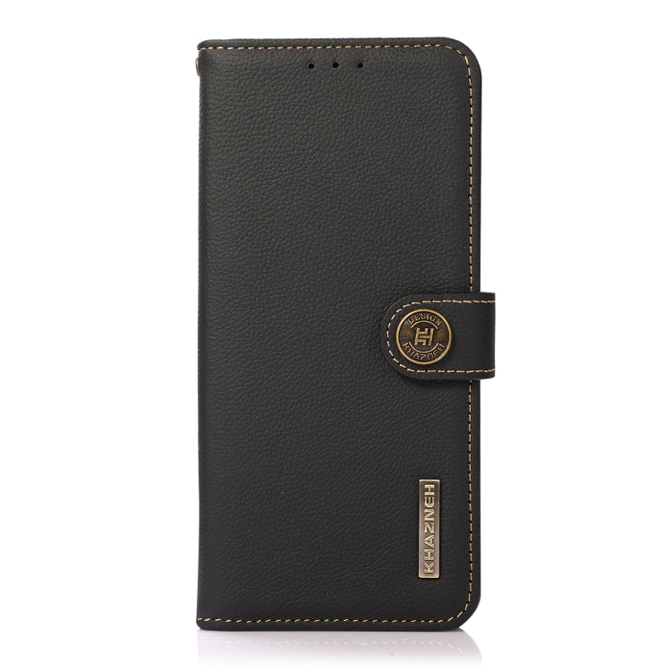 For Honor X5 Plus KHAZNEH Custer Genuine Leather RFID Phone Case(Black)