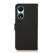 For Honor X5 Plus KHAZNEH Custer Genuine Leather RFID Phone Case(Black)