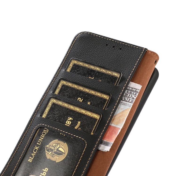 For Honor X5 Plus KHAZNEH Custer Genuine Leather RFID Phone Case(Black)