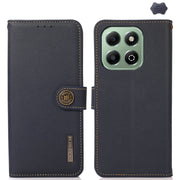 For Honor X6b KHAZNEH Custer Genuine Leather RFID Phone Case(Blue)