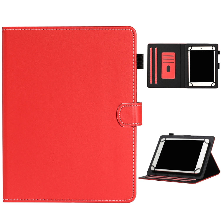 For 10 inch Universal Solid Color Horizontal Flip Leather Case with Card Slots & Holder & Pen Slot(Red)