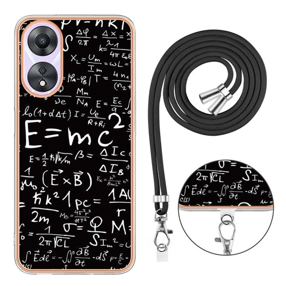 For OPPO A78 / A58 Electroplating Dual-side IMD Phone Case with Lanyard(Equation)