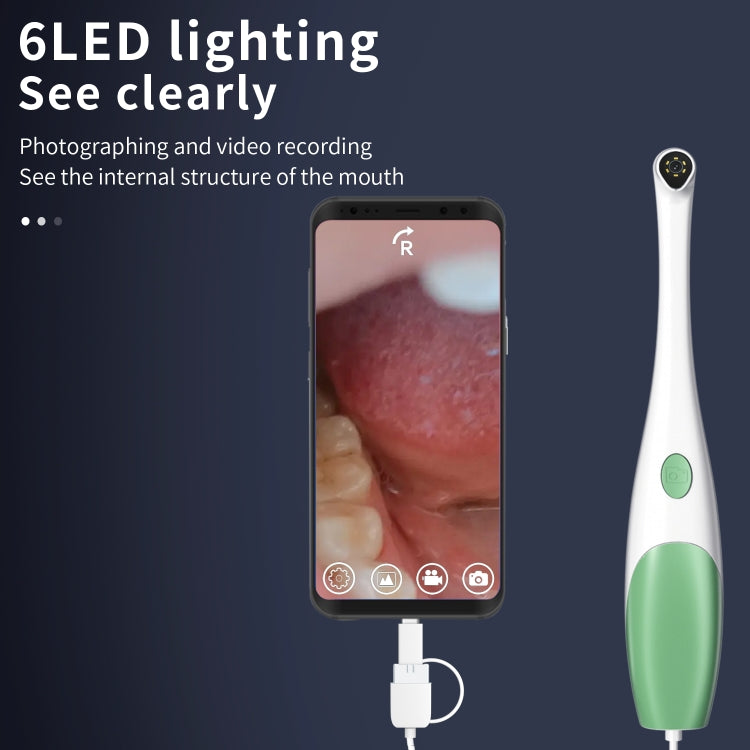 AN109 6LEDs 1080P 3 in 1 Visible Oral Endoscope(Green)