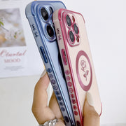 For iPhone 15 Pro Electroplate Side Roses Flower MagSafe Phone Case(Dark Purple)