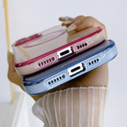 For iPhone 15 Pro Electroplate Side Roses Flower MagSafe Phone Case(Blue)
