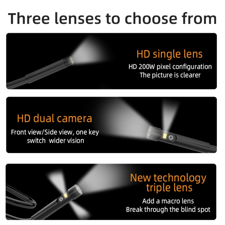 T23 7.9mm Three Lenses 7 inch Screen Industrial Endoscope, Spec:3.5m Tube