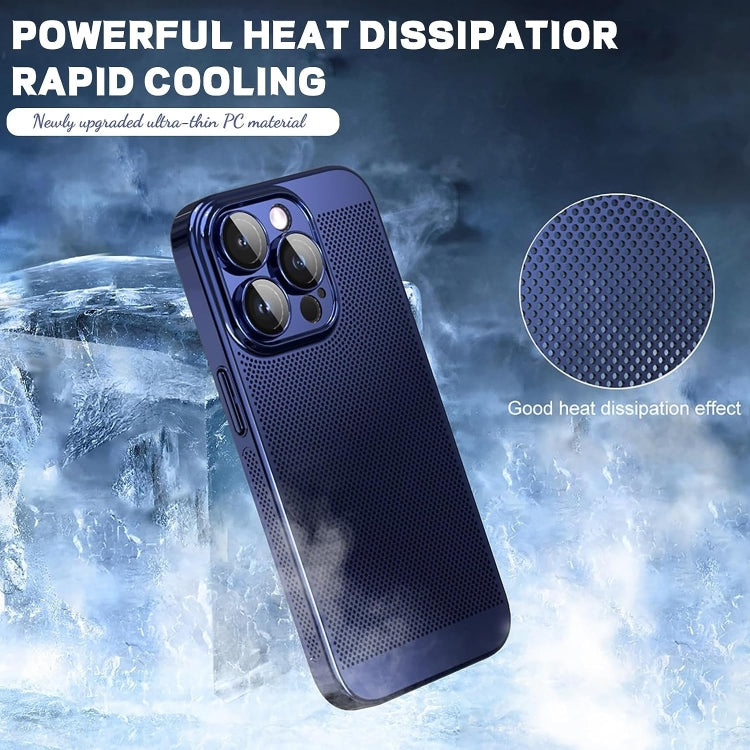For iPhone 14 Fine Mesh Cooling Phone Case(Blue)