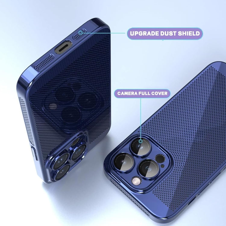 For iPhone 14 Fine Mesh Cooling Phone Case(Blue)